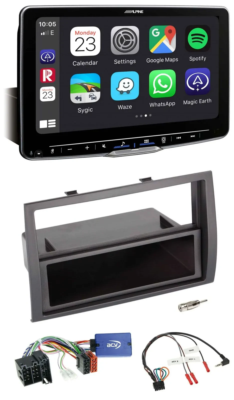 Автомагнитола Alpine для Fiat Ducato 2008–2011, Bluetooth, USB, DAB, черная, поддержка кнопок на руле