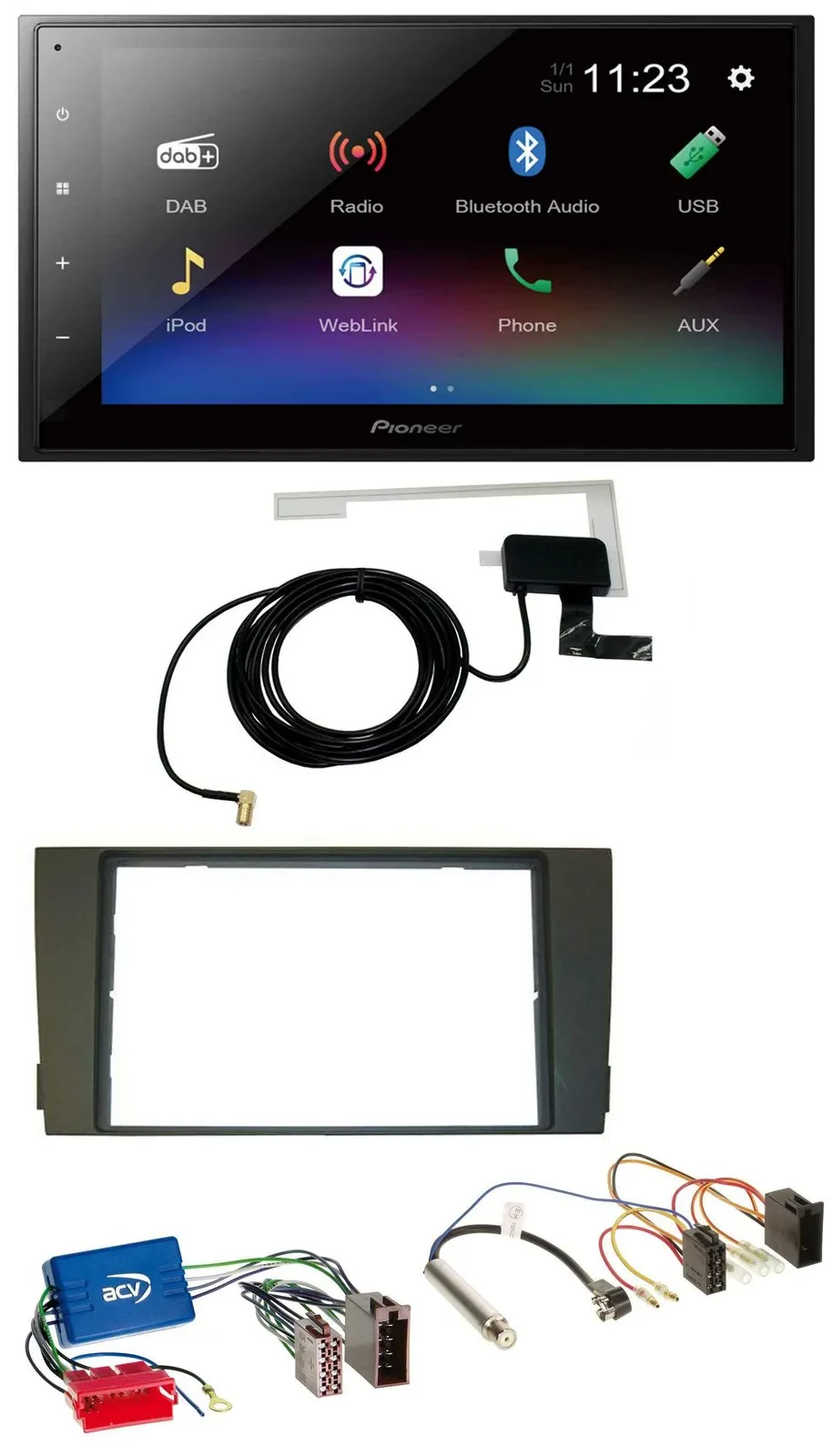 Автомагнитола для Audi A6 C5 (2001–2005) Pioneer 2DIN, DAB, MP3, Bluetooth, USB