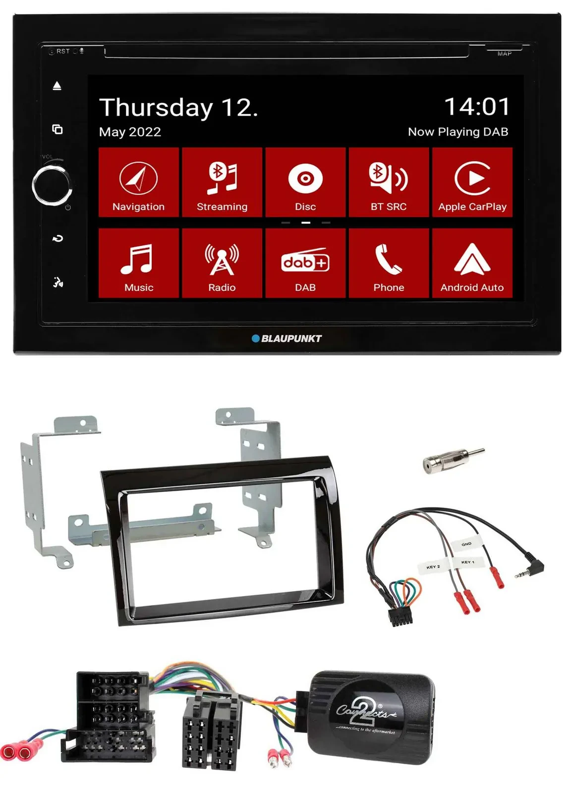 Blaupunkt Lenkrad DVD Bluetooth DAB 2DIN USB Autoradio für Fiat Peugeot Citroen