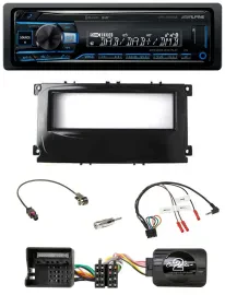 Alpine USB Bluetooth DAB Lenkrad Autoradio für Ford Focus ab 07 Galaxy C-Max sch