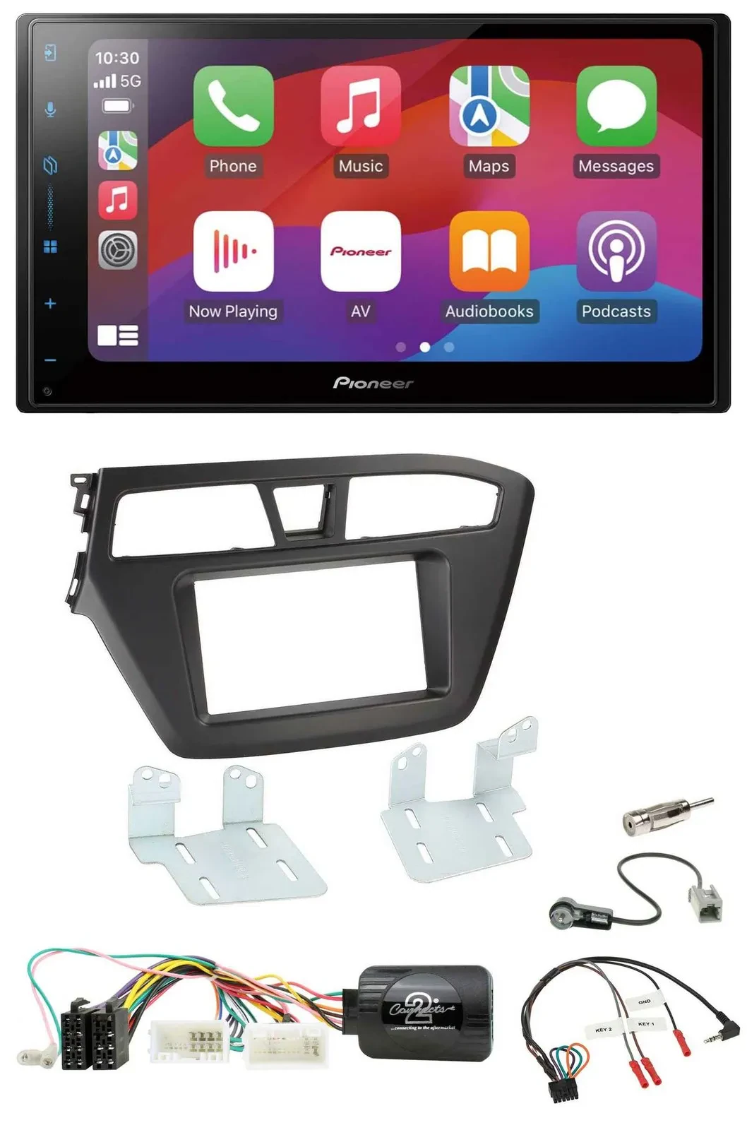 Автомагнитола для Hyundai i20 Pioneer 2DIN, DAB, USB, Bluetooth, поддержка кнопок на руле