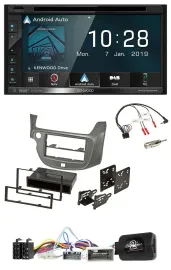 Kenwood DAB TMC USB 2DIN Lenkrad Bluetooth Navigation für Honda Jazz ab 2014 sil
