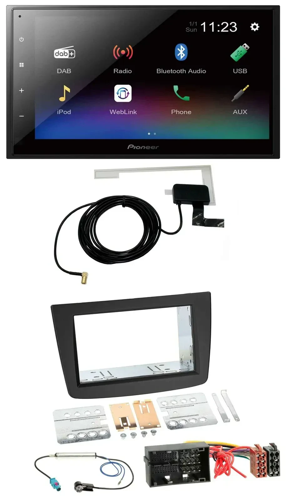 Автомагнитола для Alfa Romeo Mito 955 (с 2014) Pioneer DAB, MP3, Bluetooth, 2DIN, USB