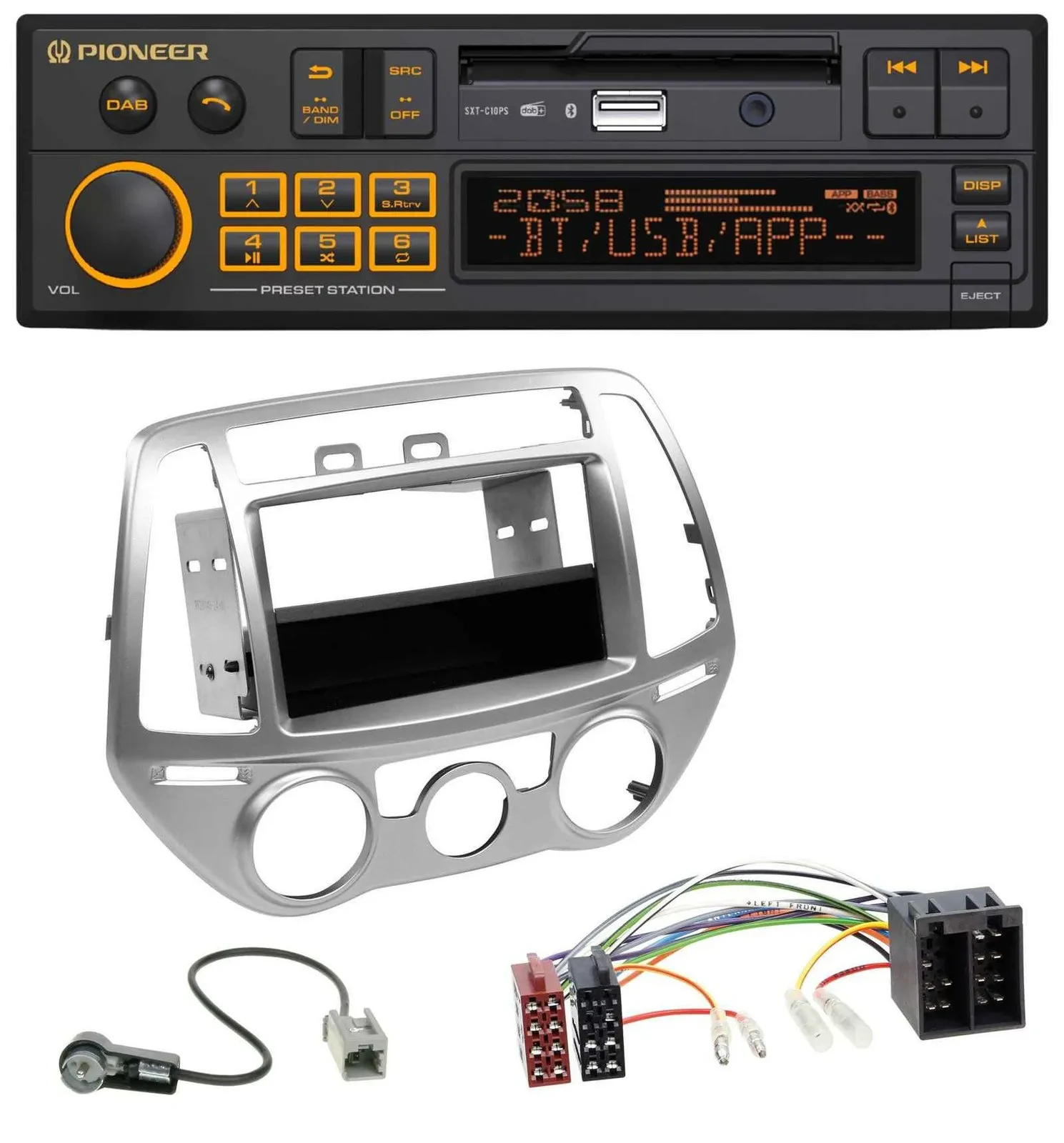 Автомагнитола для Hyundai i20 (2012–2014) Pioneer DAB, MP3, USB, Bluetooth, для ручного климат-контроля
