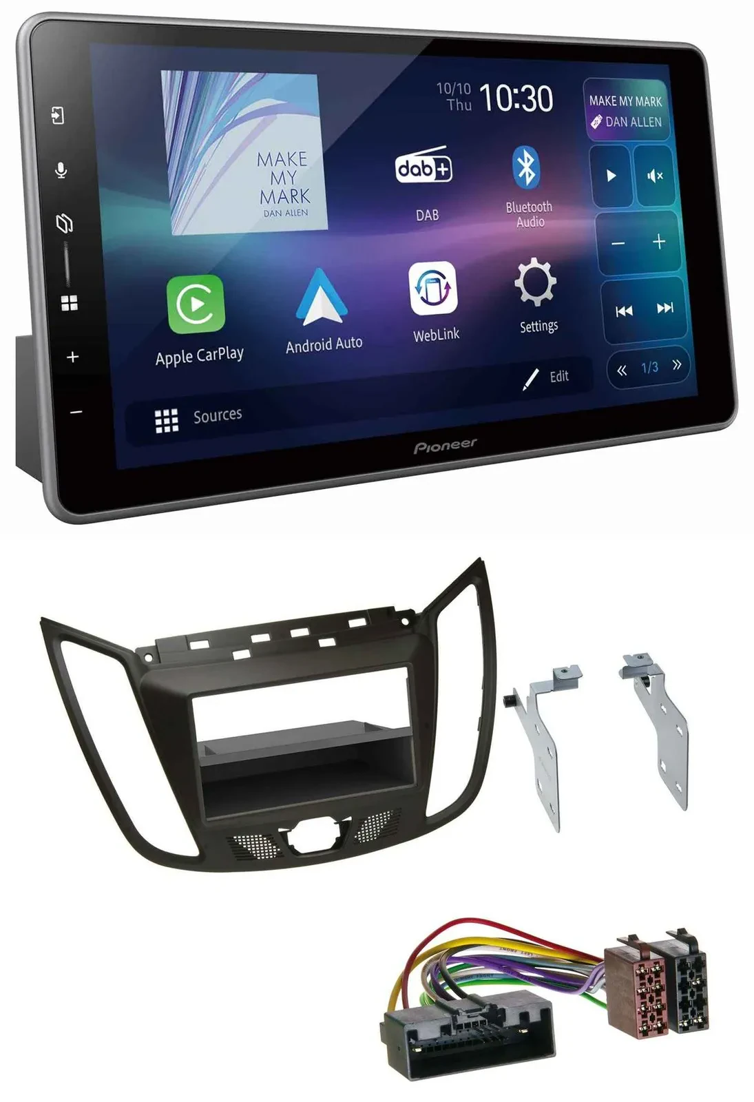 Автомагнитола Pioneer Bluetooth, USB, DAB, MP3 для Ford C‑Max/Kuga темно-коричневый