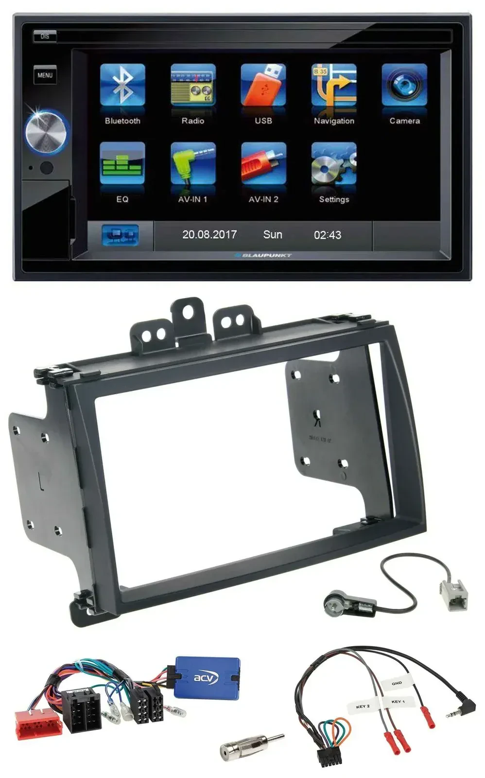 Blaupunkt 2DIN Bluetooth TMC USB Lenkrad SD Navigation für Hyundai i20 09-12 sch