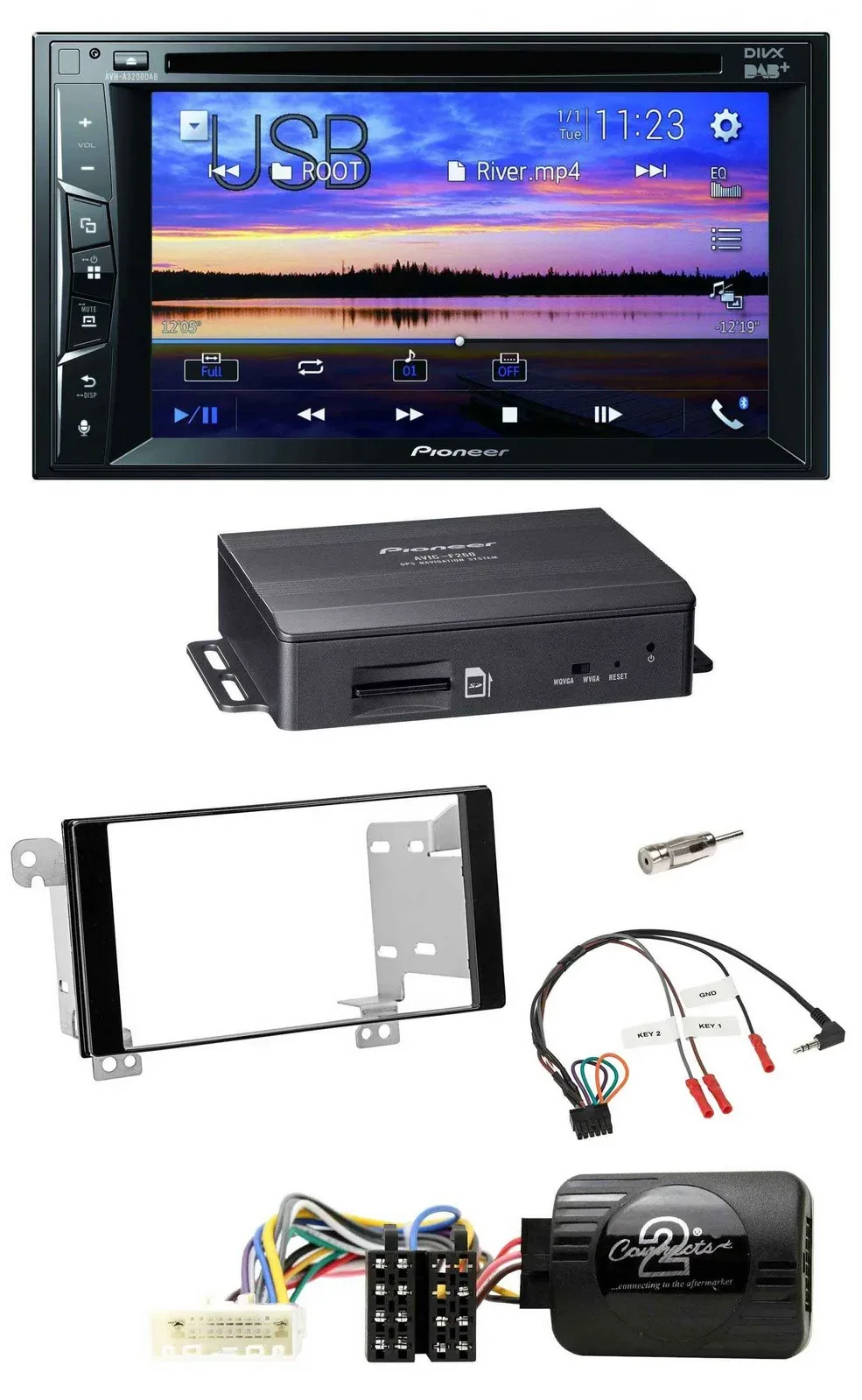 Pioneer 2DIN TMC DAB Lenkrad USB Bluetooth Navigation für Subaru ForesterSJ Impr