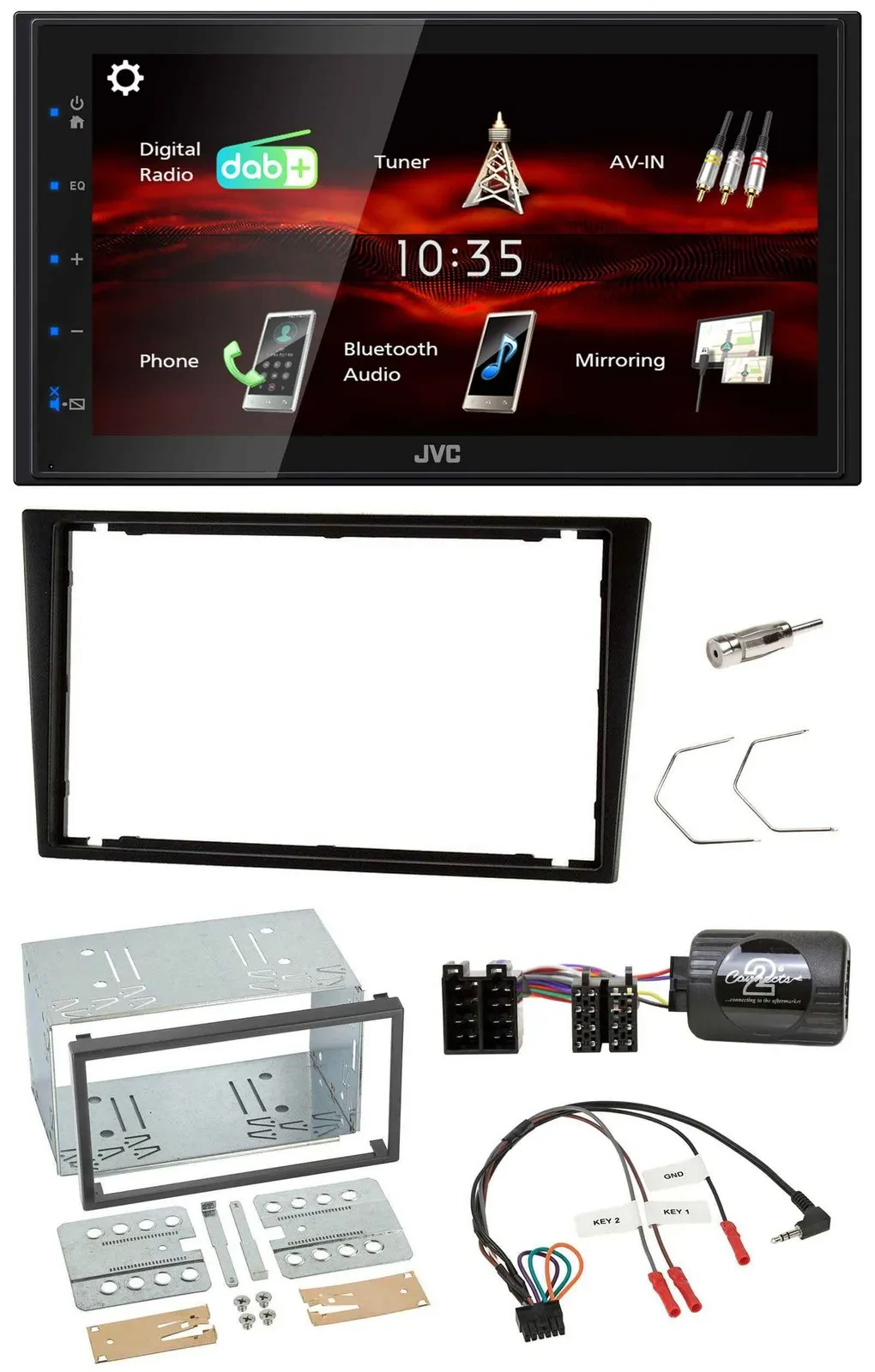 JVC USB Bluetooth Lenkrad DAB 2DIN Autoradio für Opel Corsa C Omega B Agila A sc