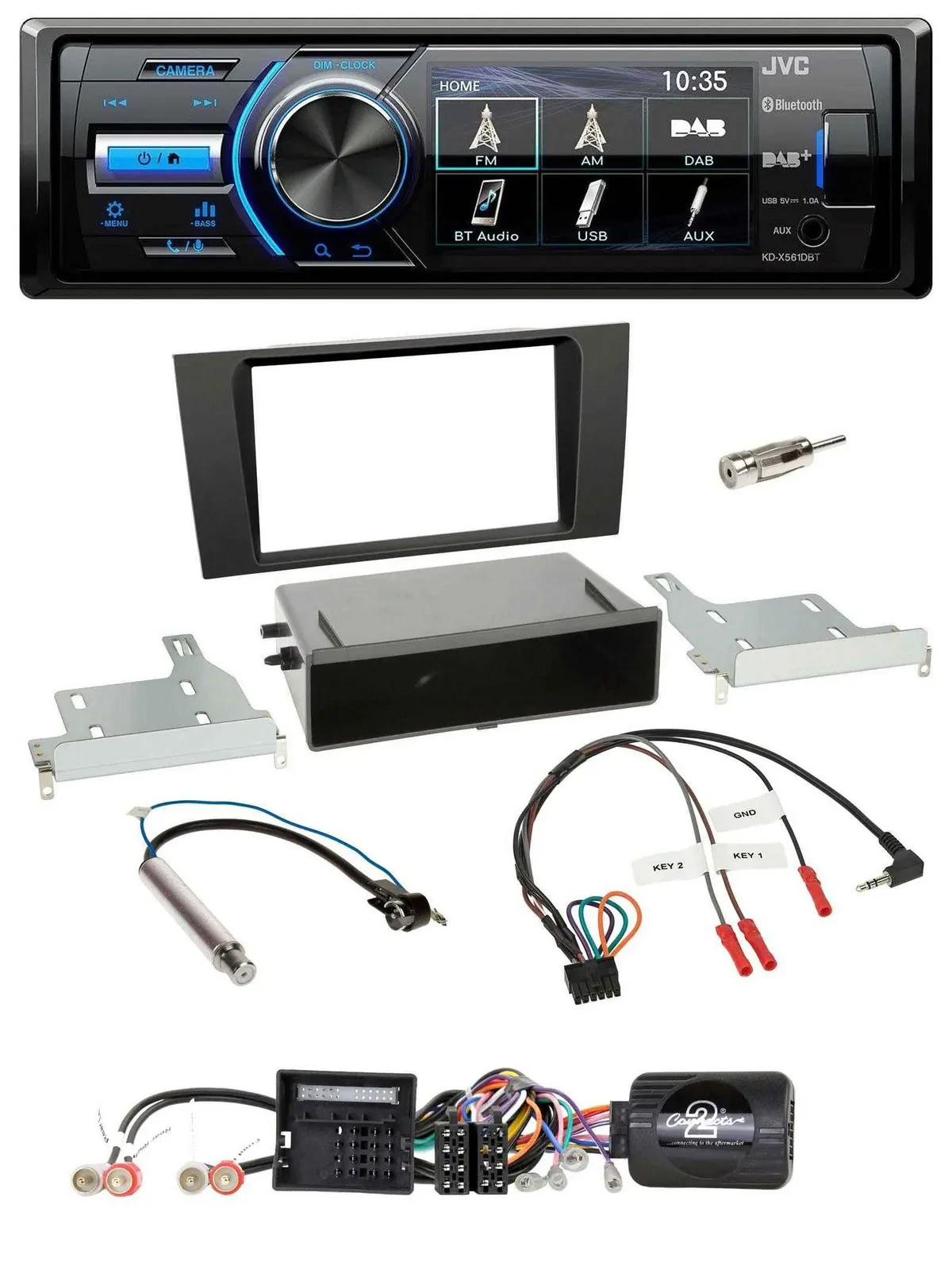 JVC Bluetooth Lenkrad USB DAB Autoradio für Audi A4 (2000-2001)