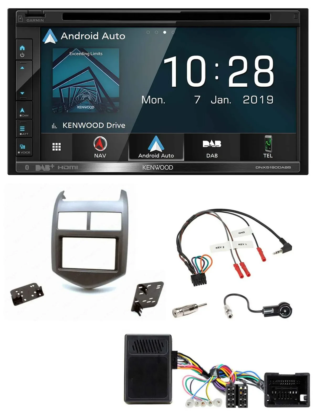 Kenwood DAB TMC USB 2DIN Lenkrad Bluetooth Navigation für Chevrolet Aveo ab 11 d