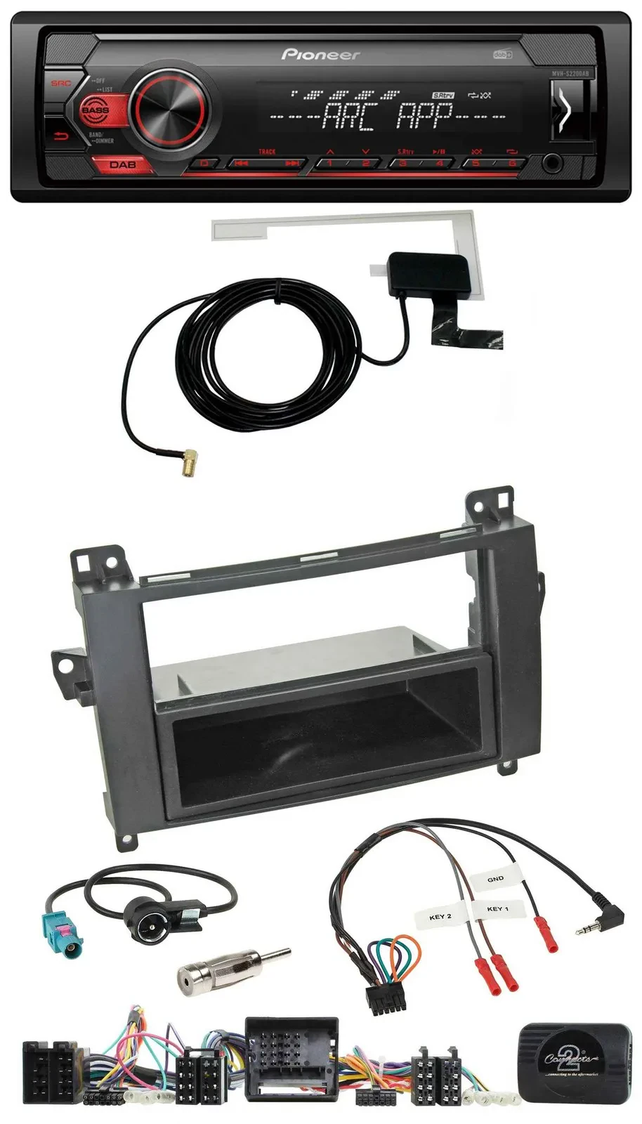 Pioneer 1DIN USB DAB MP3 Lenkrad Autoradio für Mercedes A-Klasse W169 B-Klasse T