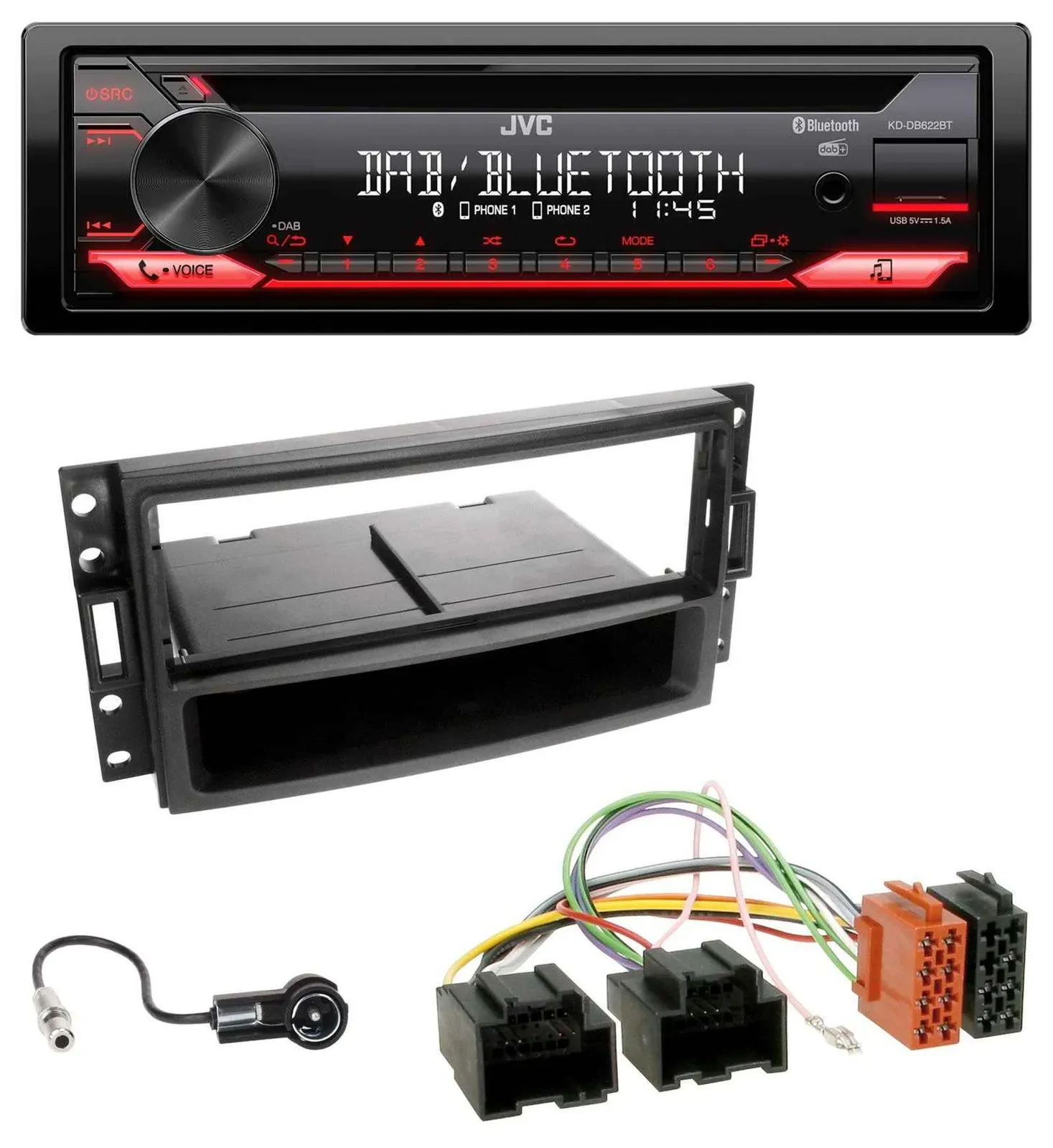 Автомагнитола JVC CD, DAB, USB, Bluetooth, MP3 для Chevrolet Corvette, Uplander (2005–2013)