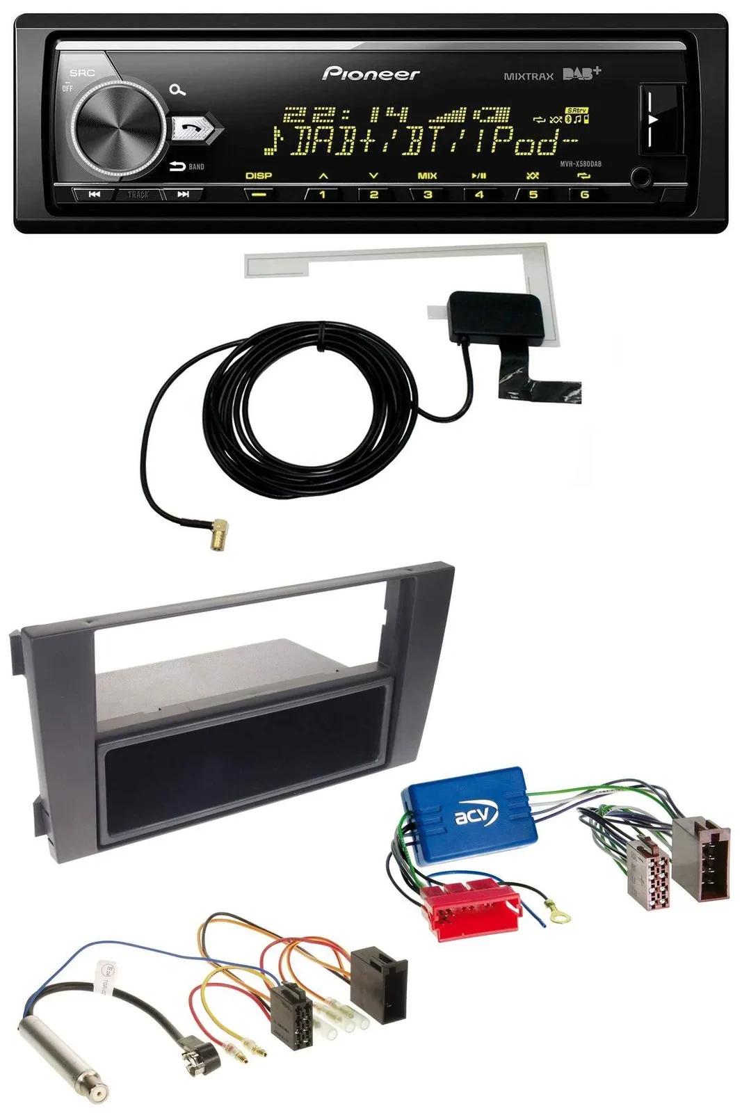 Автомагнитола Pioneer Bluetooth, DAB, USB, MP3 для Audi A6 C5 2001–2005 (Symphony активная система)