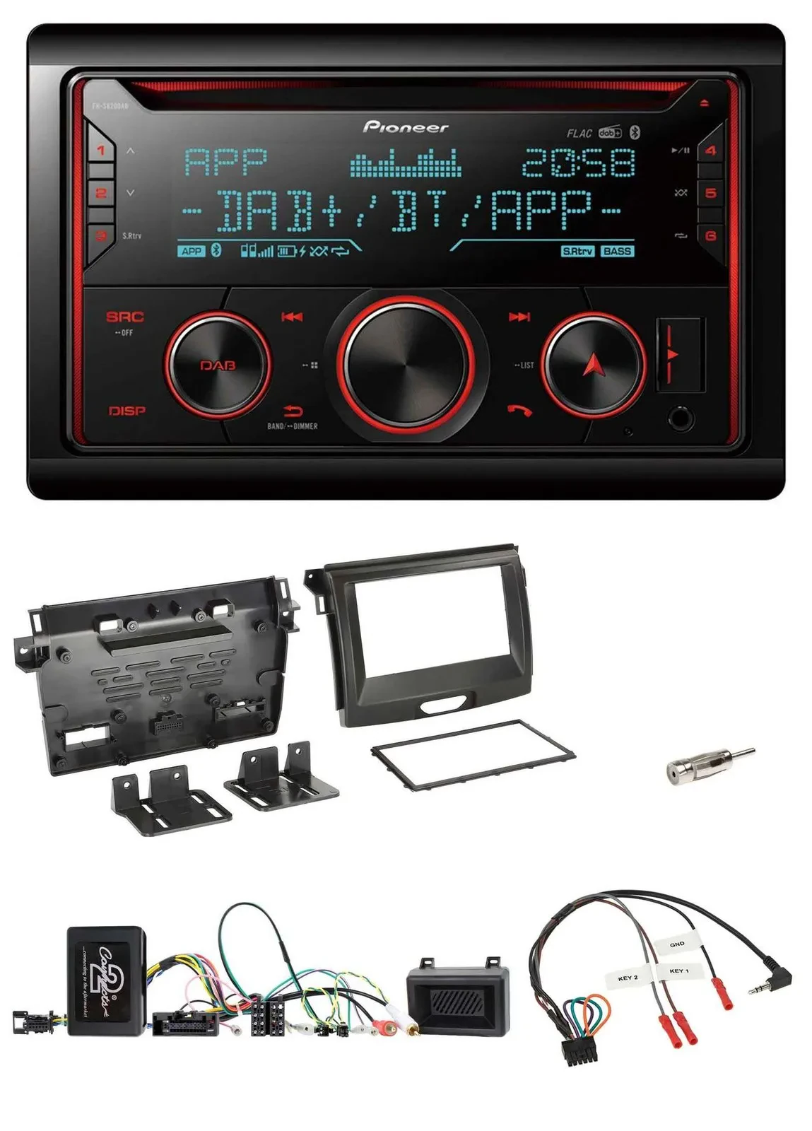 Автомагнитола для Ford Ranger 2AB (с 04/2020) Pioneer 2-DIN DAB, Bluetooth, USB, CD, управление с руля