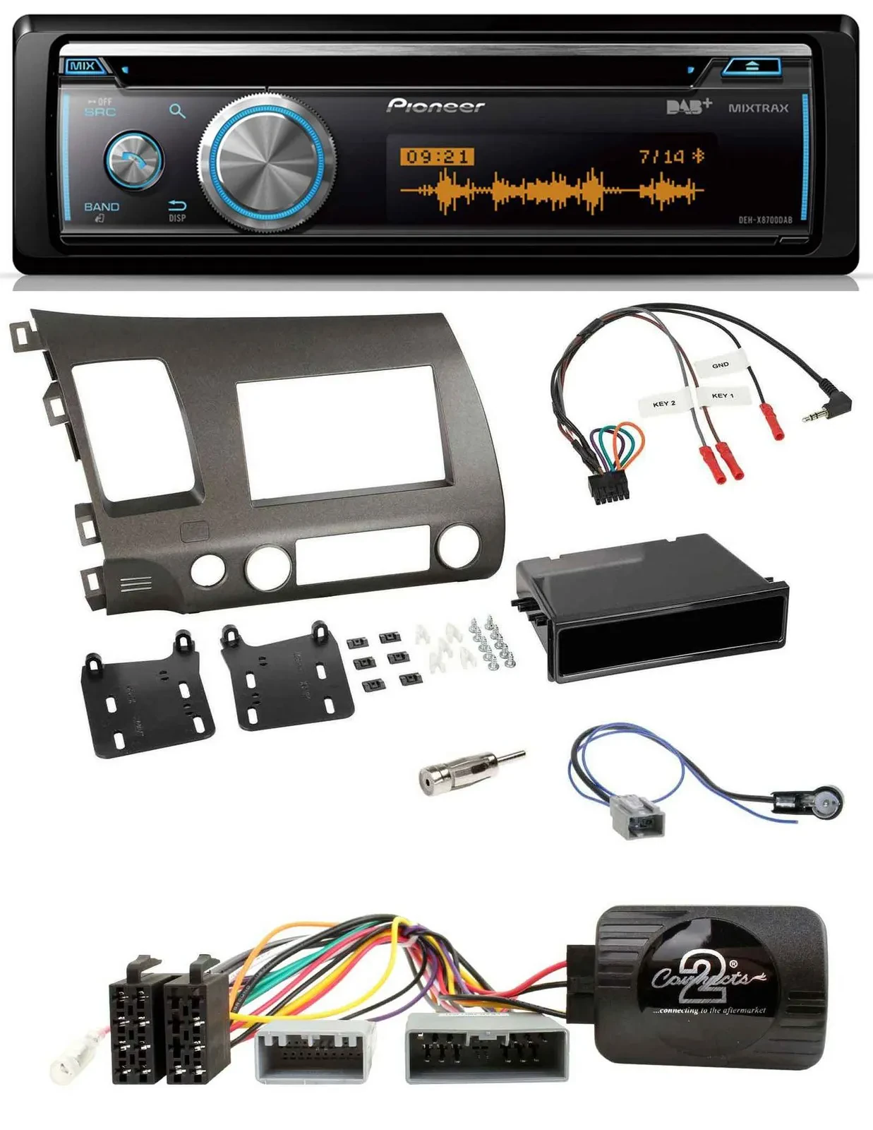 Pioneer Lenkrad DAB USB CD Bluetooth Autoradio für Honda Civic Hybrid 2006-2010