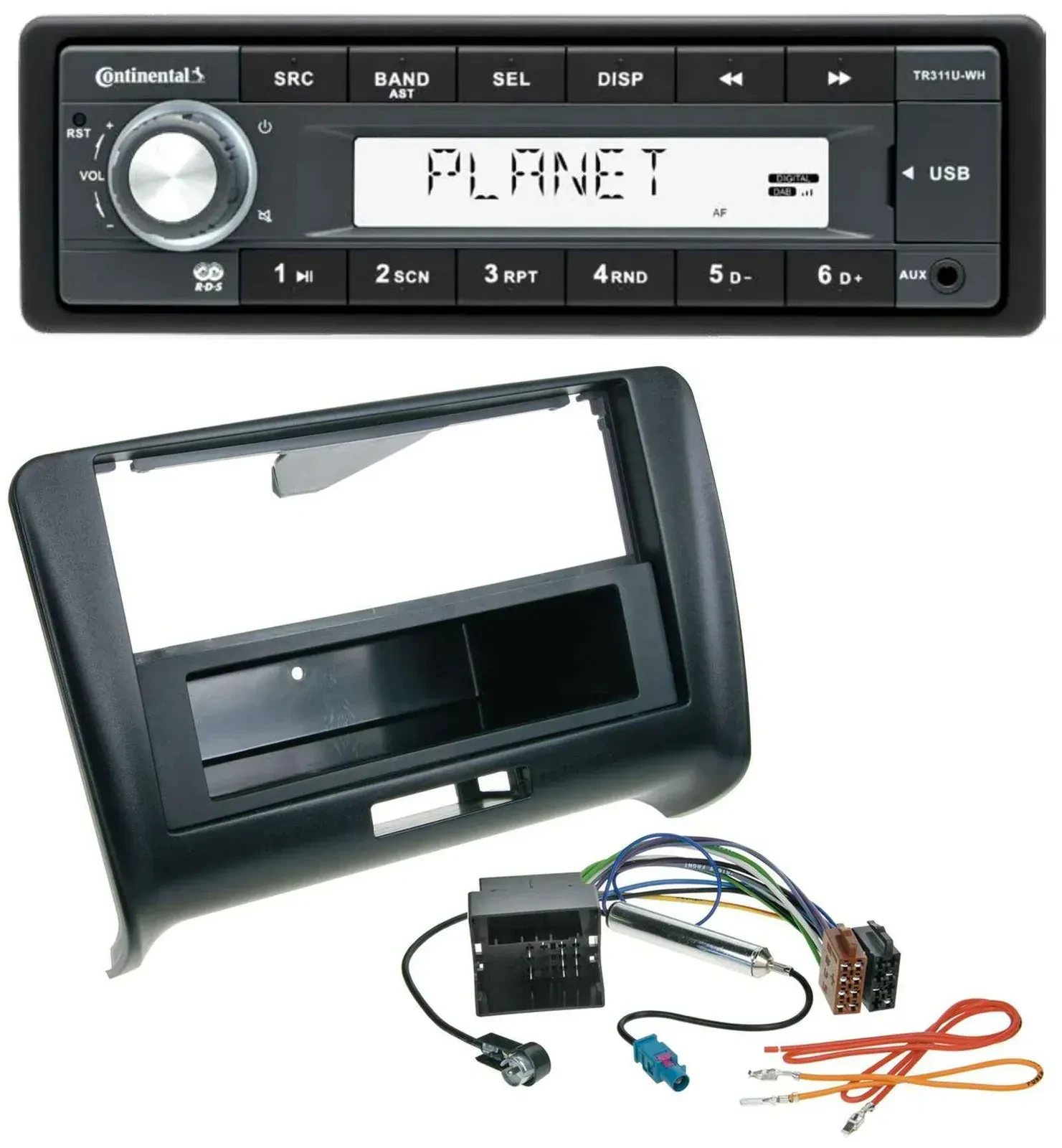 Continental USB MP3 AUX 1DIN Autoradio für Audi TT (2006-2014) - Quadlock