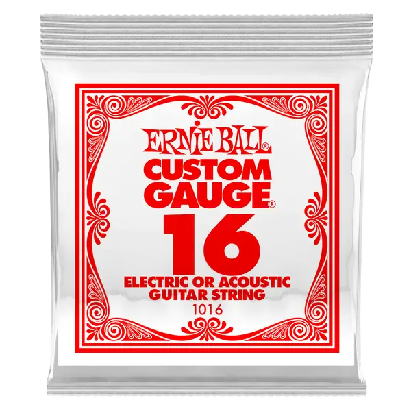 Струна для акустической и электрогитары Ernie Ball P01016 Custom gauge, сталь, калибр 16