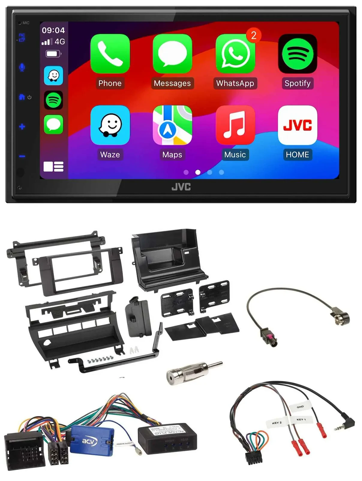 JVC Bluetooth 2DIN Lenkrad DAB USB Autoradio für BMW 3er 02-06 E46 5 Schalteröff