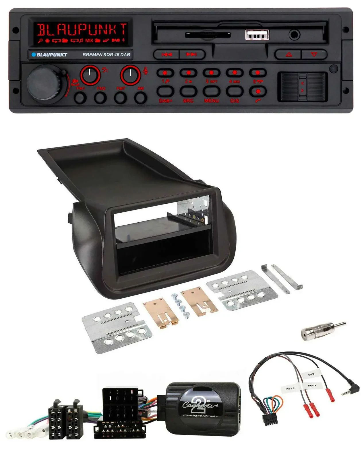 Автомагнитола для FIAT Fiorino (с 2008) Blaupunkt SD, USB, Bluetooth, DAB, поддержка кнопок на руле