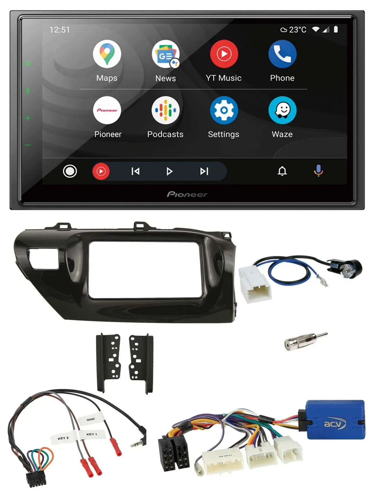 Pioneer USB 2DIN DAB Lenkrad Bluetooth Autoradio für Toyota Hilux 2015-2020