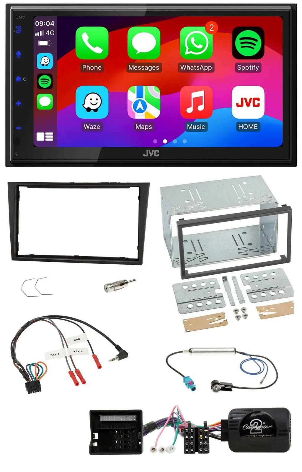 JVC Bluetooth USB Lenkrad 2DIN DAB Autoradio für Opel Corsa D 2006-2008 stealth