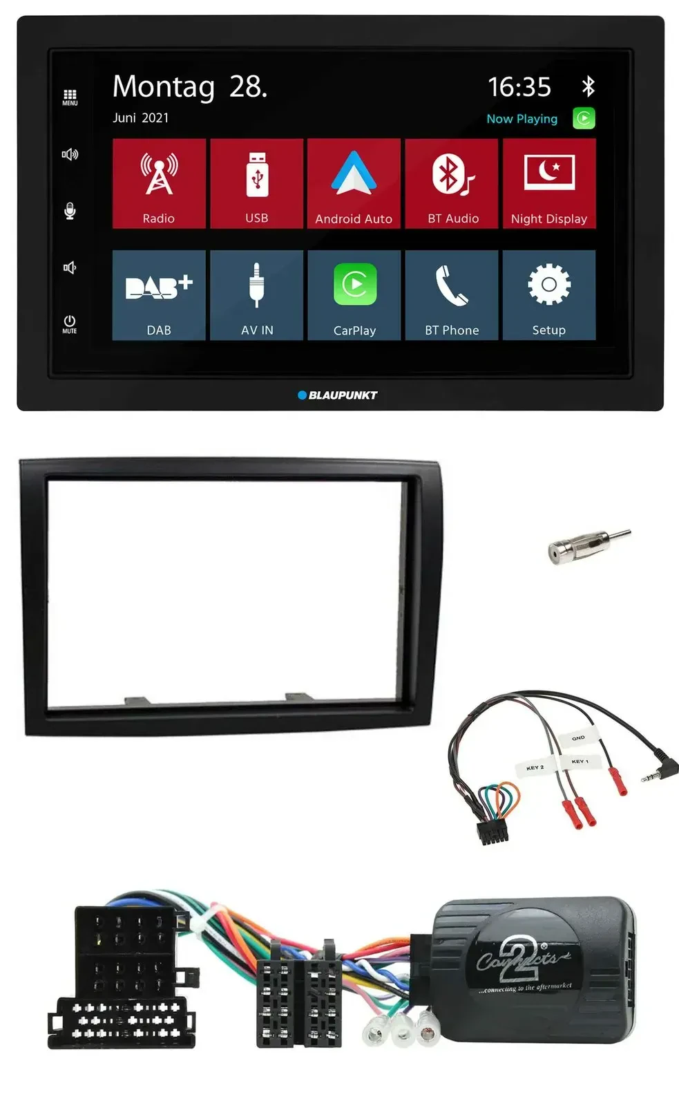 Blaupunkt Lenkrad Bluetooth DAB 2DIN USB Autoradio für Citroen Jumper 2008-2011