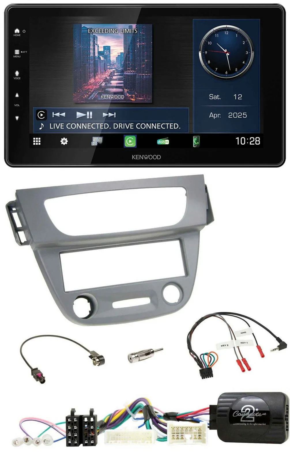 Kenwood Lenkrad Bluetooth USB DAB Autoradio für Renault Megane 3 2012-2014 grau