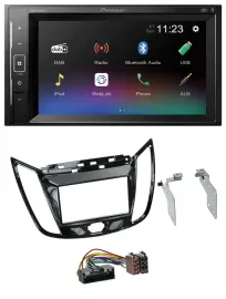 Автомагнитола для Ford C-Max/Kuga Pioneer 2 DIN DAB Bluetooth USB MP3, черный (рояльный лак)