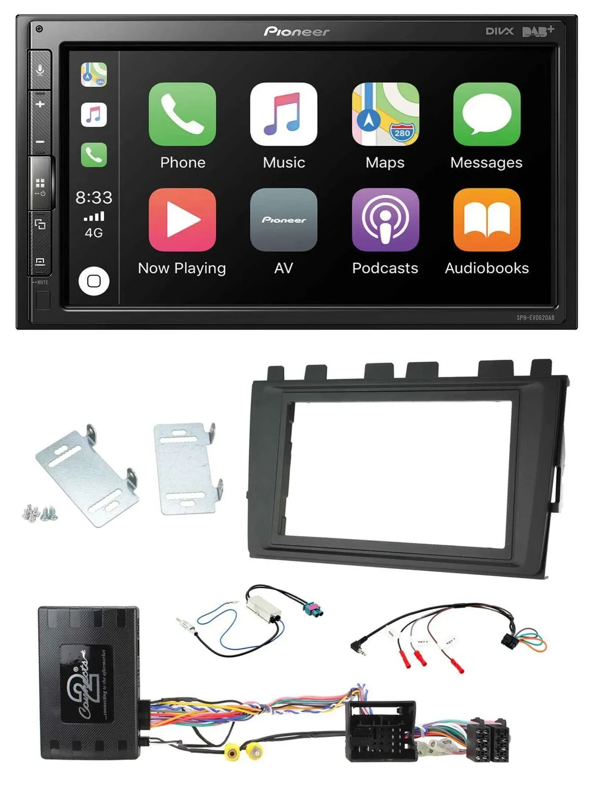 Автомагнитола Pioneer 2DIN, DAB, Bluetooth, USB для VW Polo (с 2018), поддержка управления с рулевого колеса