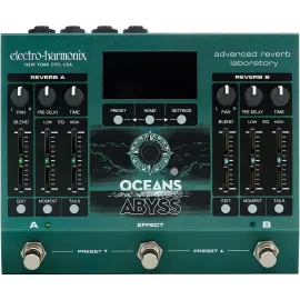 Electro-Harmonix Oceans Abyss Advanced Reverb Laboratory Effects Pedal Green