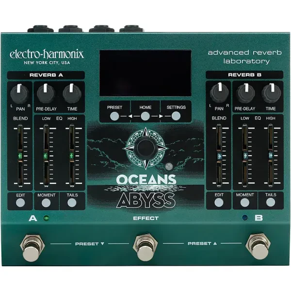 Electro-Harmonix Oceans Abyss Advanced Reverb Laboratory Effects Pedal Green