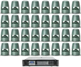 (32) JBL CONTROL 85M 5.25" Commercial 70v In-On Ground Landscape Speakers+Amp