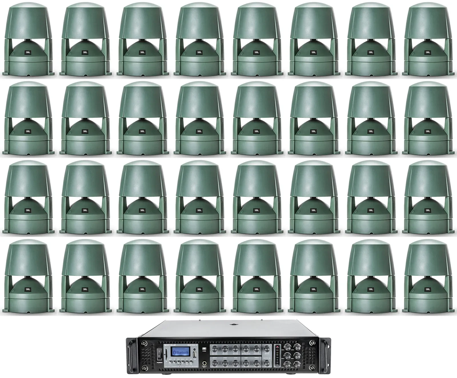 (32) JBL CONTROL 85M 5.25" Commercial 70v In-On Ground Landscape Speakers+Amp