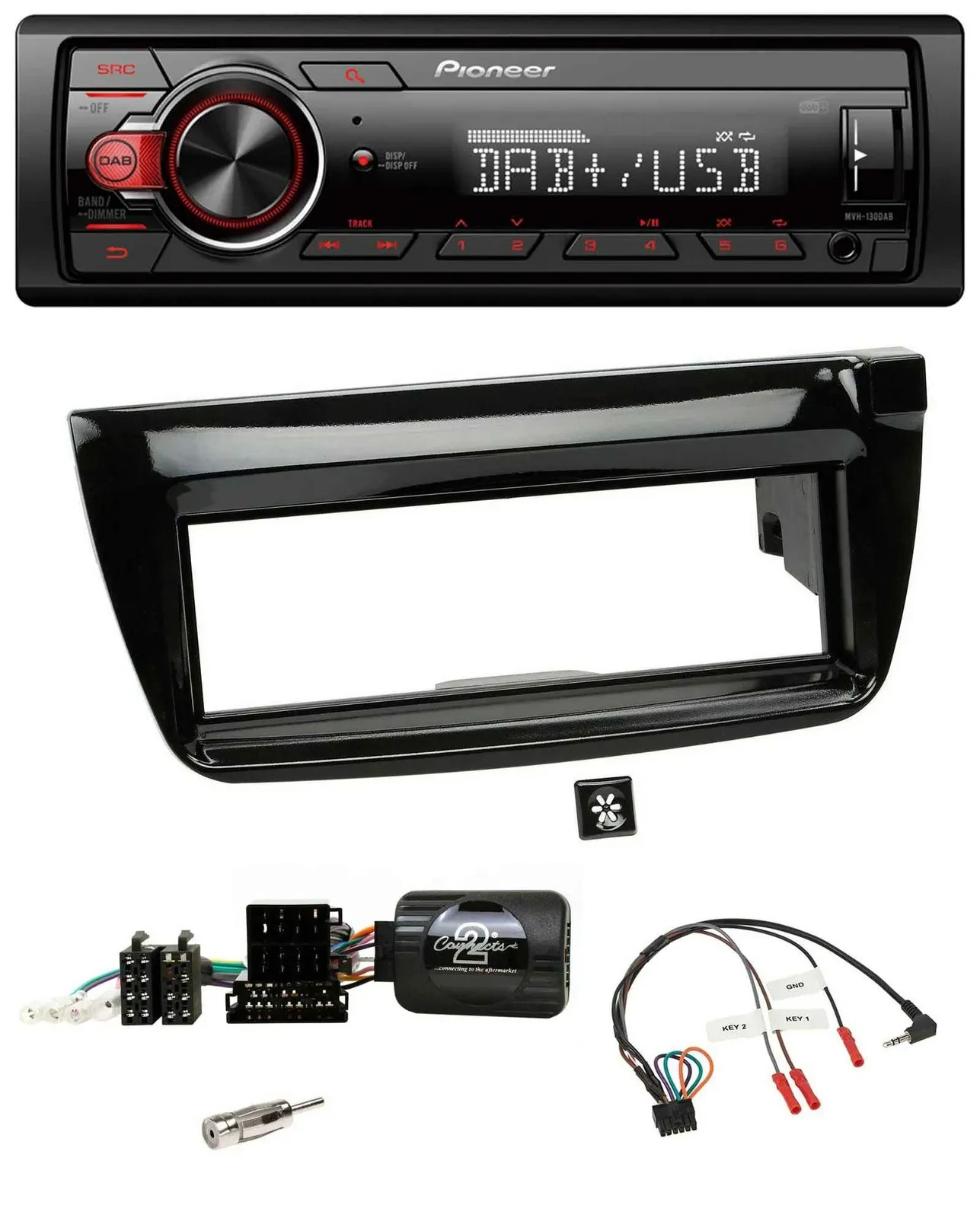 Pioneer MP3 1DIN DAB USB Lenkrad Autoradio für Fiat Doblo 2012-2015 piano