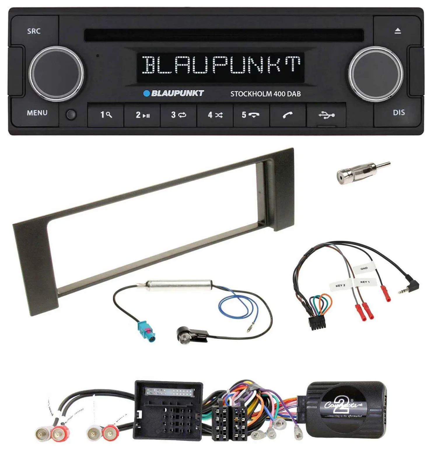Автомагнитола Blaupunkt Bluetooth DAB CD USB для Audi A4 (2000–2004, B6), разъём Quadlock