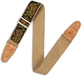 Ремень для гитары Levy's MH8P-010 2" Hemp Vegan Guitar Strap w/Printed Rosa Motif In Yellow, Orang