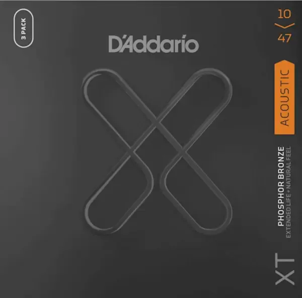 Струны для акустической гитары D'Addario XTAPB1047-3P, фосф.бронза, 10-47, с покрытием, 3 комплекта