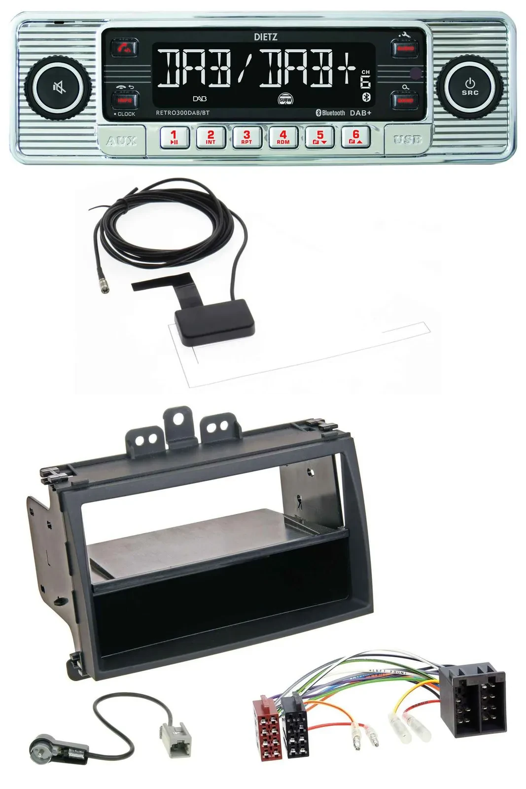 Dietz Bluetooth USB MP3 DAB Autoradio für Hyundai i20 08-11 Rubber-Touch Ablagef