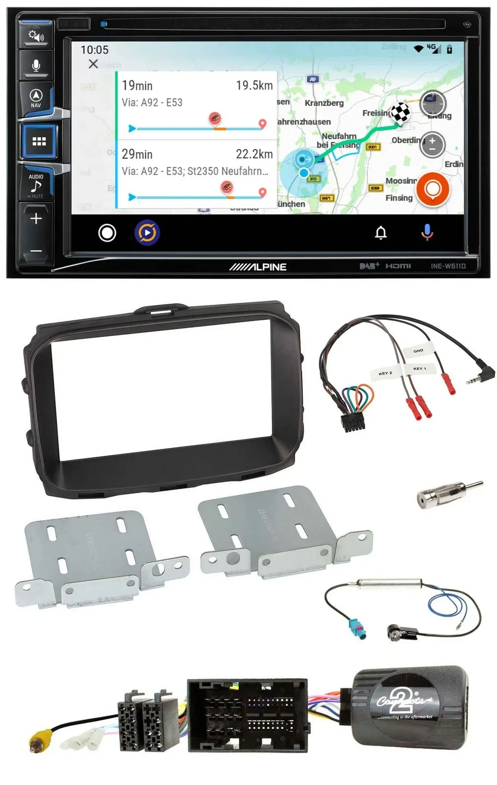 Alpine Bluetooth TMC USB DAB 2DIN Lenkrad Navigation für Alfa Giulietta 2013-202