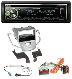 Автомагнитола для Ford Fiesta 2008–2010 Pioneer DAB, USB, MP3, AUX, CD, без дисплея, серебристая