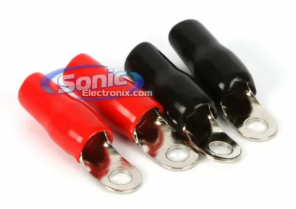 Stinger SPT5144 4 Gauge Input to 1/4" Ring Terminal 4 Pack (2 black, 2 red)