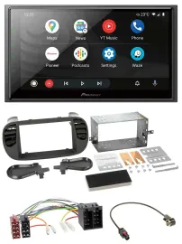 Автомагнитола для Fiat 500 Pioneer 2 DIN, USB, DAB, MP3, Bluetooth, ISO, soft touch