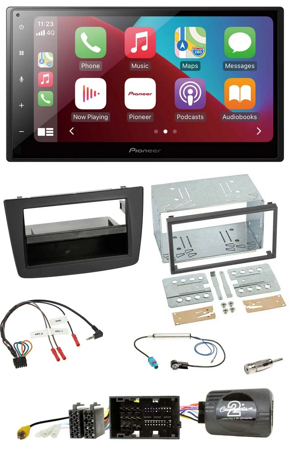 Pioneer USB Lenkrad DAB 2DIN Bluetooth Autoradio für Alfa Mito 14-18 schwarz