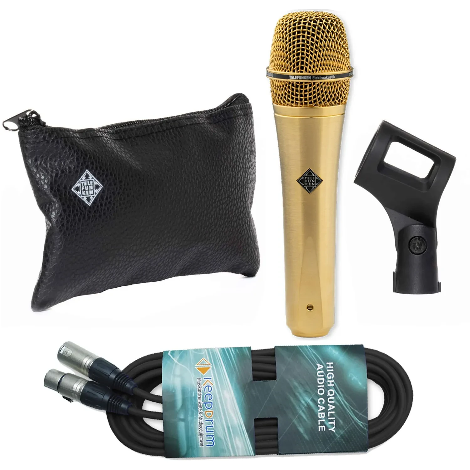 Telefunken M80 Dynamisches Mikrofon Satin Gold mit keepdrum XLR-Kabel