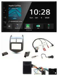 Kenwood Bluetooth Lenkrad DAB USB 2DIN Autoradio für Chevrolet Aveo ab 11 dunkel