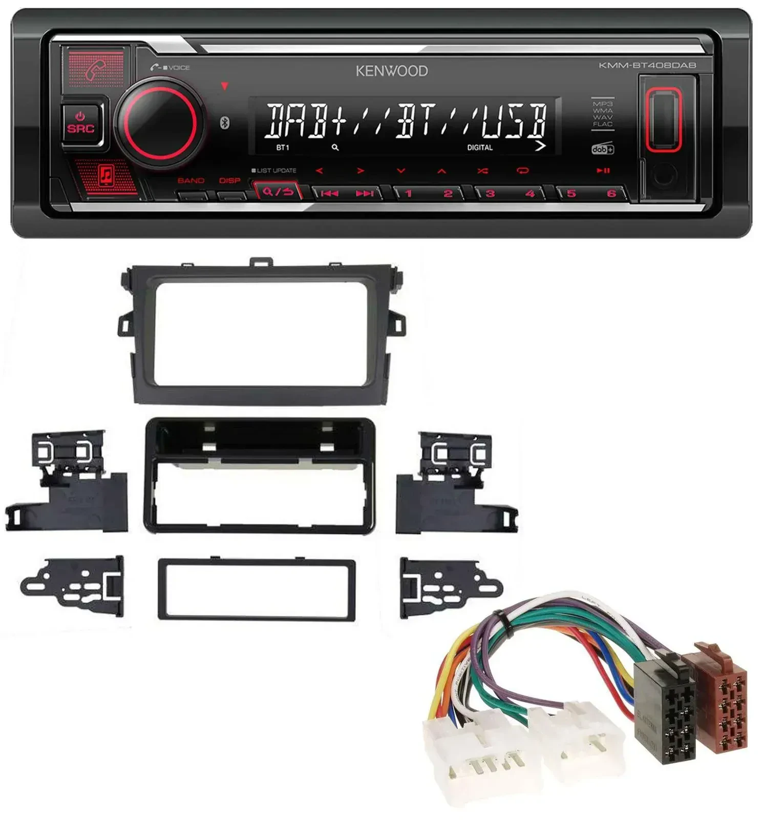 Автомагнитола Kenwood MP3 Bluetooth USB DAB для Toyota Corolla 2009–2012 серебристая