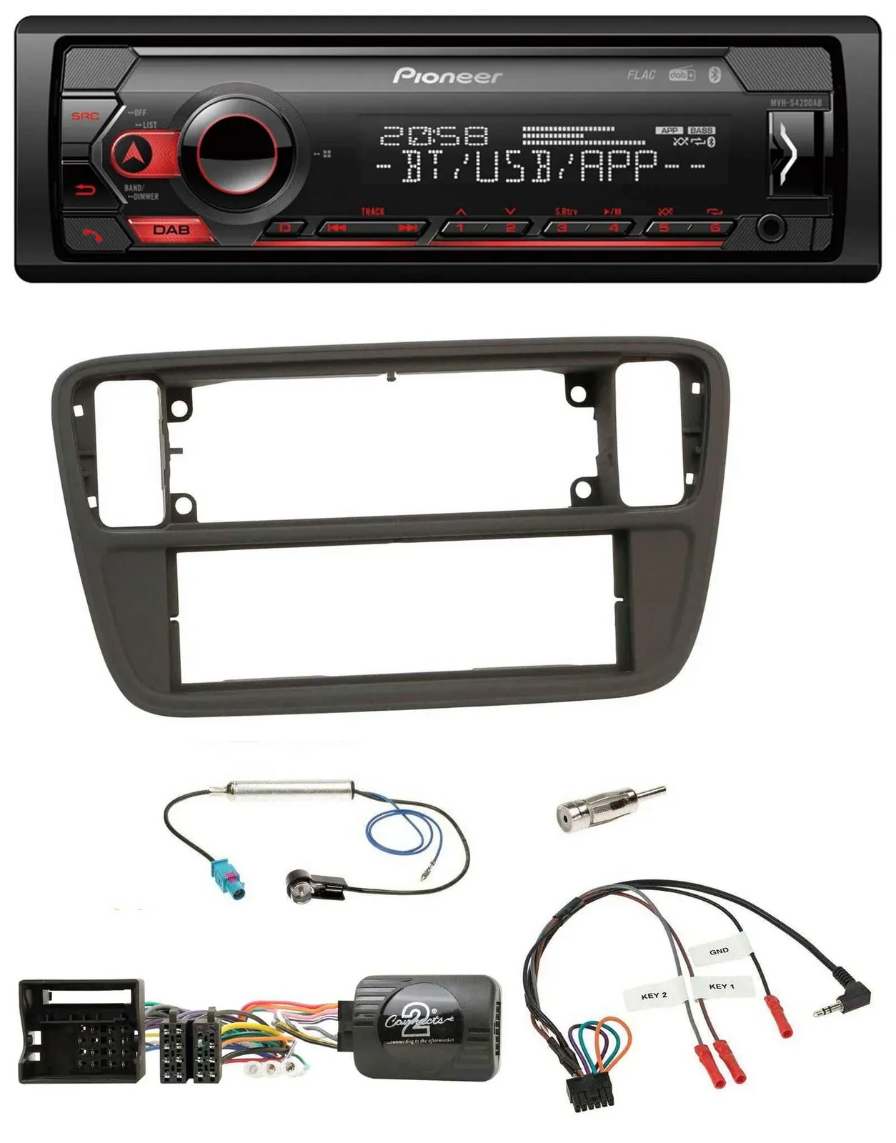 Pioneer Lenkrad USB DAB Bluetooth Autoradio für VW Up AA AAN 11-16 schwarz