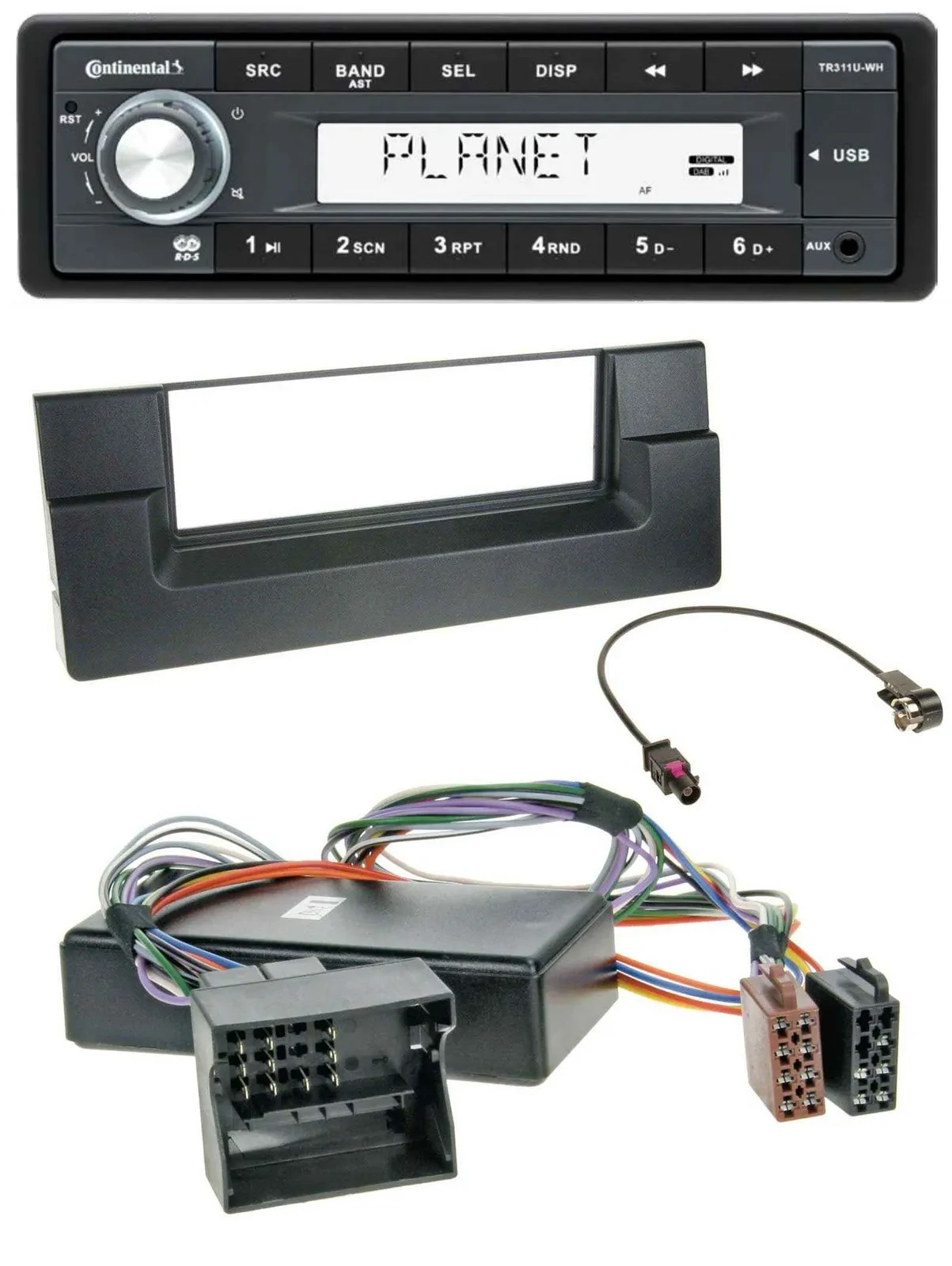 Автомагнитола Continental 1-DIN USB MP3 AUX для BMW X5 E53 и 5 серии E39