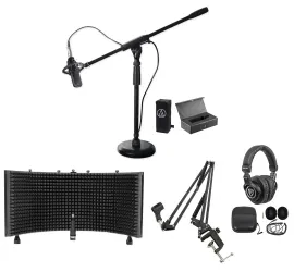 Микрофон проводной Audio-Technica AT4033A (набор) с кейсом, наушниками, акустическим экраном, стойкой и стрелой