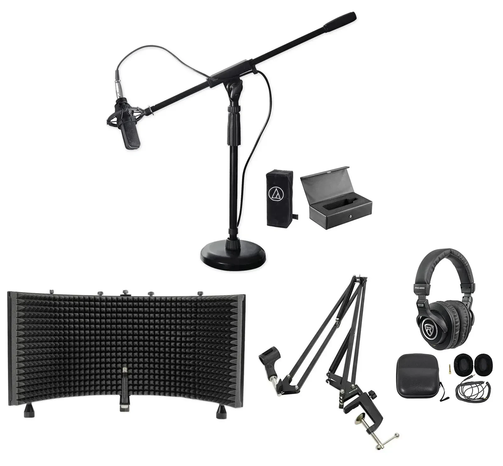 Микрофон проводной Audio-Technica AT4033A (набор) с кейсом, наушниками, акустическим экраном, стойкой и стрелой